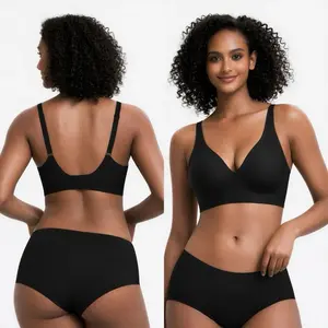 JELLY BRA - Wireless Seamless No Underwire Deep V Comfortable Smoothing Soft Lightweight High Elastic Fabric Adjustable Back Extra Extender Perfect Fit