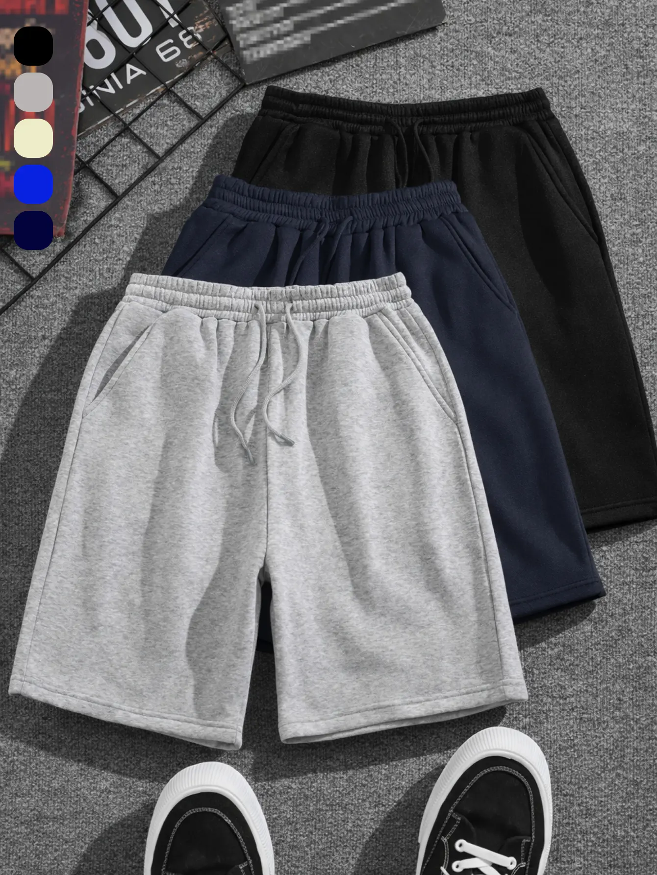 Menswear Men’s Multi-pack Lightweight Summer Casual Comfortable Shorts, Mid Waist, Fitted Cut, Polyester Knit, Retro Chic, Drawstring Elastic-Waist Athletic Shorts, Lightweight Men's Shorts