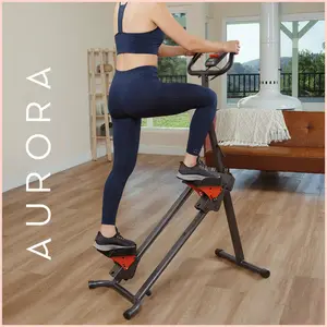 Stair Stepper Climber with Extended Range Motion 8.9"-23.5", Smooth Glide, 330 lbs, Compact Foldable Space-Saving, Phone Device Holder, Handlebars, Home Gym Workout Fitness, Full-Body Cardio Hiking Mountain Climb Leg/Glute/Core Trainer