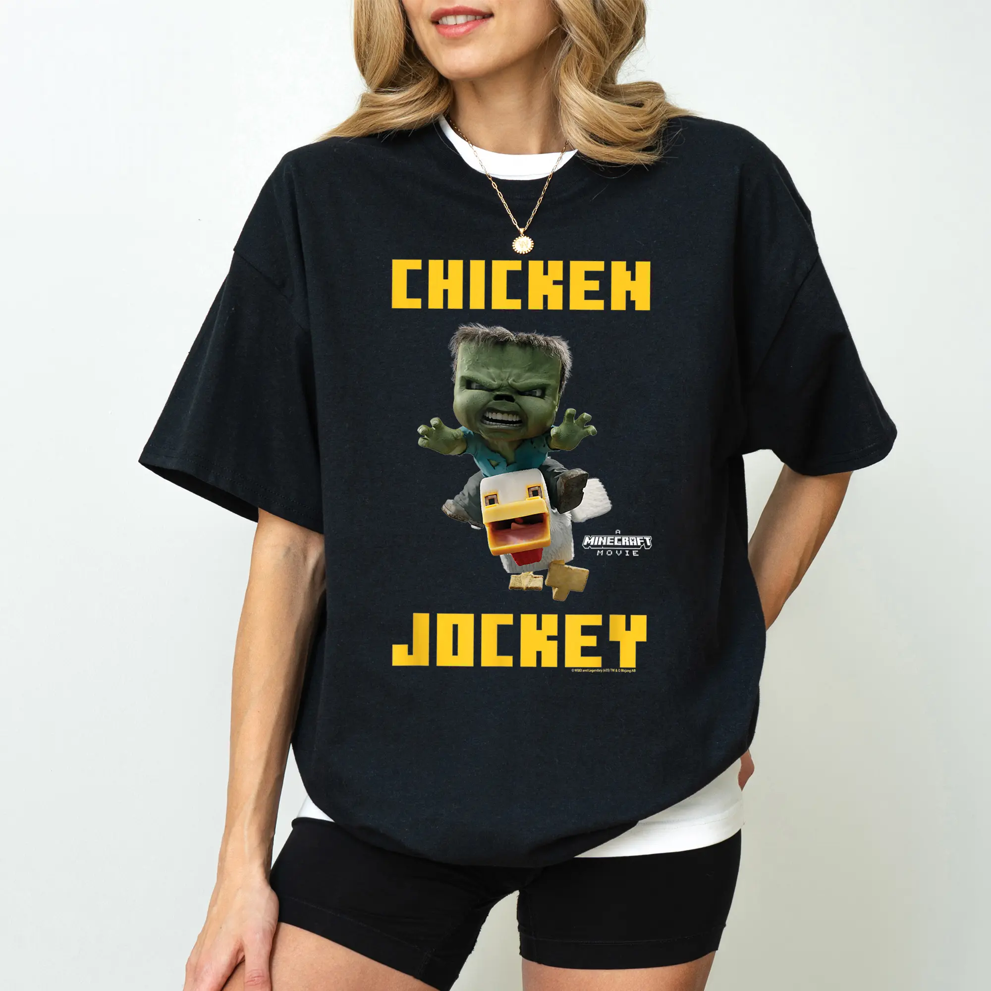 Minecraft Movie Chicken Jockey Baby Zombie Comfort Colors Shirt Fun Logo Tee for Gamers and Pixel Art Fans