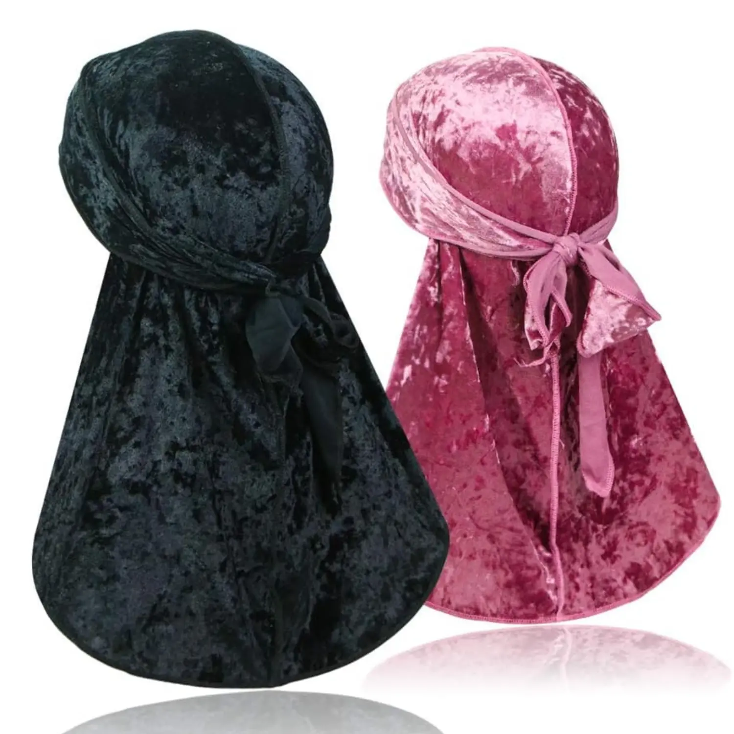 Crushed Velvet Wave Durag Head Scarf, Unisex Head Wrap Turban with Extra Long Double Wrap Tails for 360 Waves, Hair Scarves, Premium Soft Texture, Extra Tail, Fashion Hair Scarves, Hairwraps