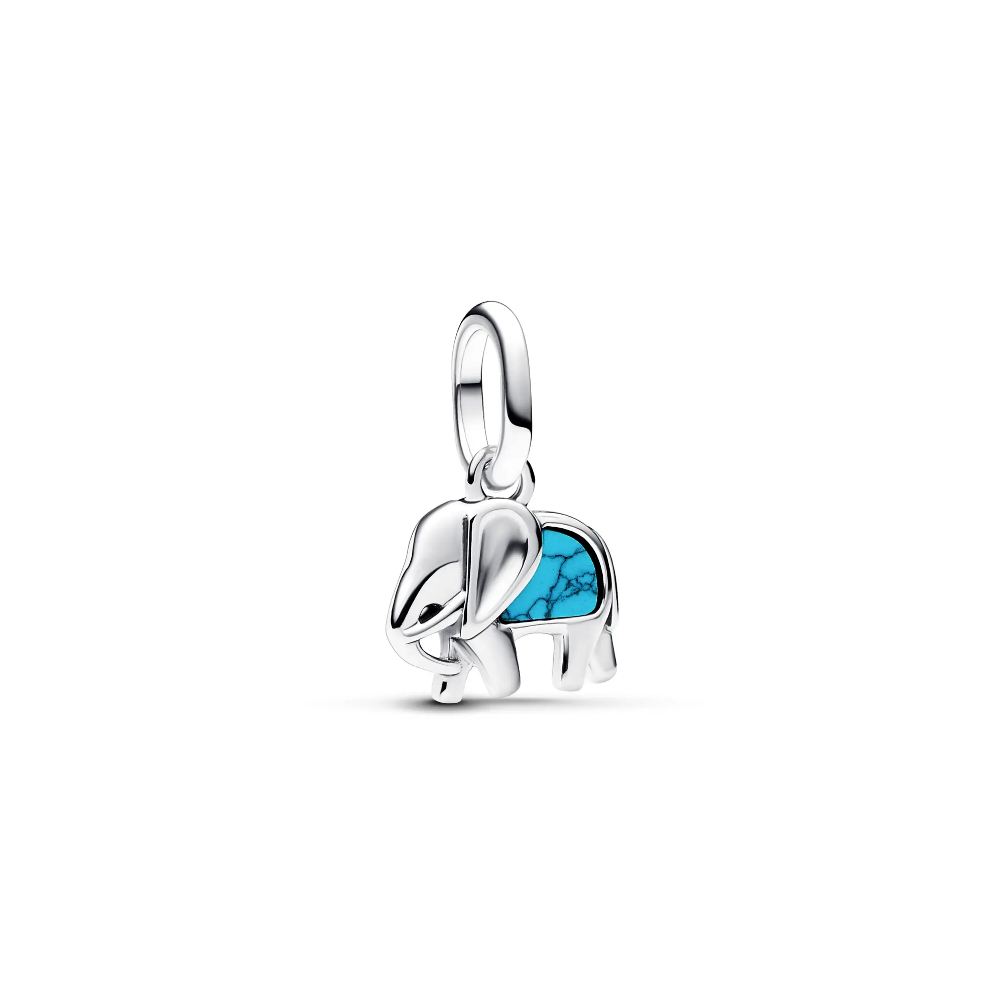 PANDORA Elephant Mini Dangle Charm with Imitation Turquoise - Unisex Inspirational Stability Symbol, Thoughtful Gift Idea for Fashion Accessories Enthusiasts