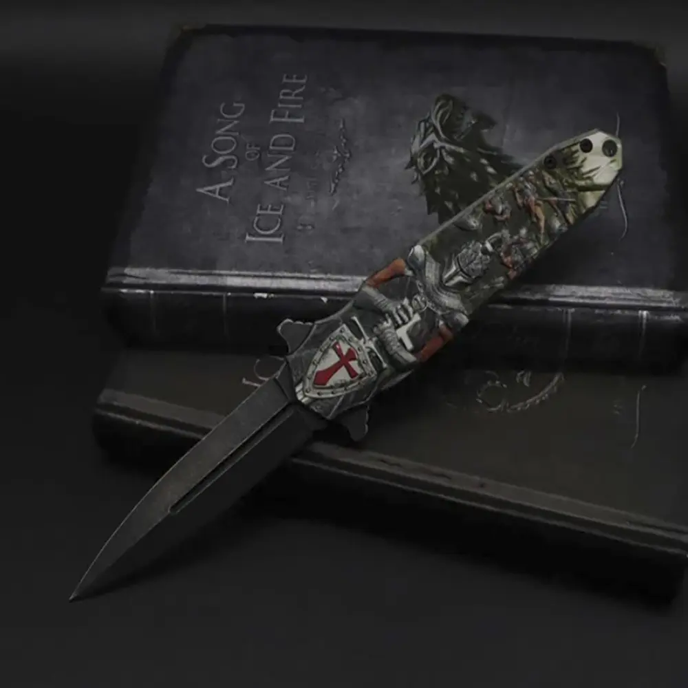 Tactical Folding Pocket Knife for Adults, Stainless Steel Blade with Reflective Accent, Manual-Retractable for Camping, Fishing, and Hunting, Foldable