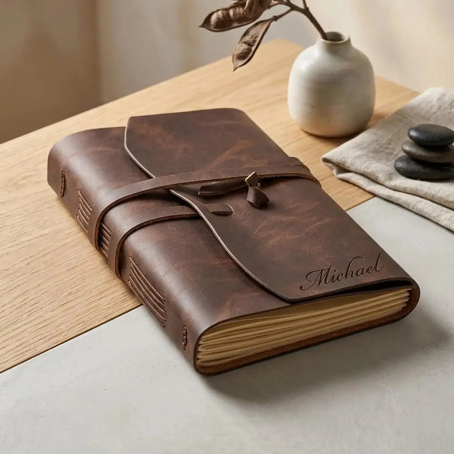 Personalized Leather Journal for Men Women Travel Diary Notebook Graduation Birthday Gift for Him Her Teacher Coach Wedding Custom Engraved