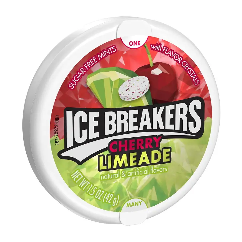 2x Ice Breakers Cherry Limade Flavor Sugar-Free Chewing Gum Tin Container - 1.5oz, Fruity Sweet-Tangy, Fat-Free, Natural & Artificial Flavors, All Ages On-the-Go Snacks