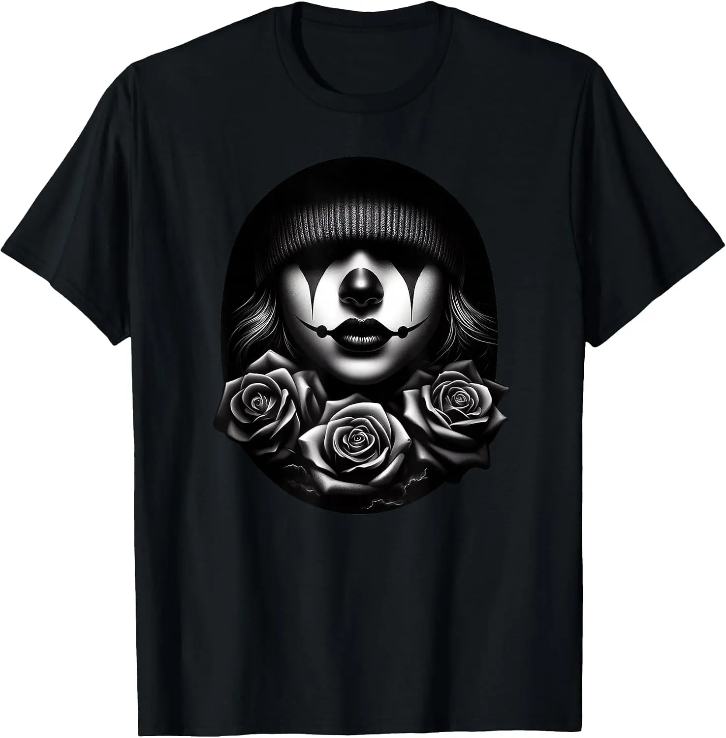 Vintage Chicano Payasa Clown Tattoo Graphic Tee, Black Chola Cholo Latino Streetwear Casual Shirt