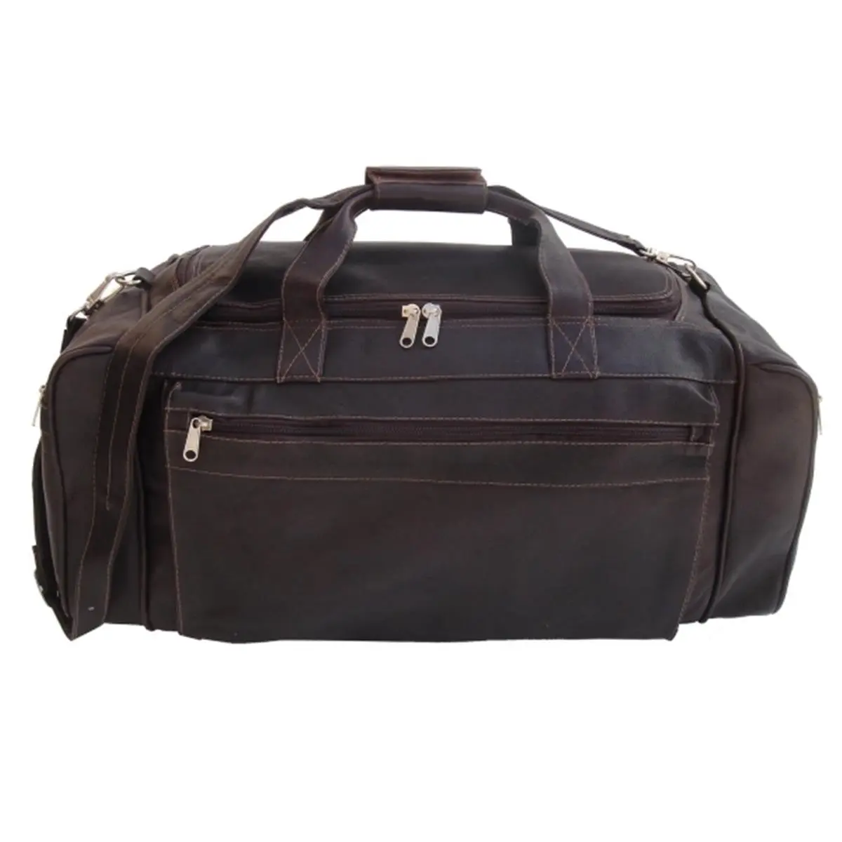 212 MAIN Large Chocolate Piel Duffel Bag - Handcrafted Natural Hide Travel Luggage, Unique Look, Zip Closure, Spacious Interior