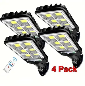 Solar Lights Outdoor 6000 Lumens 4-Pack 72COB LED Solar Powered Motion Sensor Wall Lamp IP65 Waterproof with Remote Control Durable Security Light for Garden Yard Porch