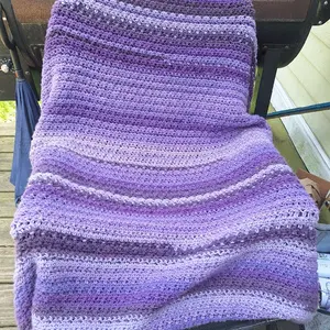Alpine Double Crochet Blanket - Purple Striped Design for Cozy Comfort