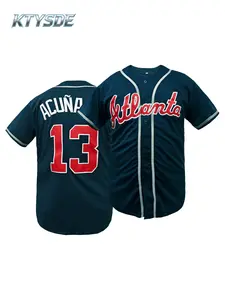 KTYSDE Men's #27 Atlanta Vintage Embroidered Baseball Jersey