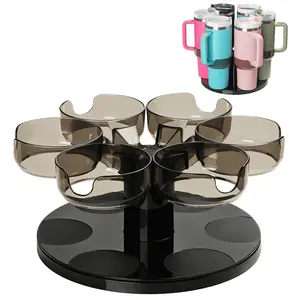 Petal-Shaped Cup Holder For 6 Cups Water Bottle Storage Box Rotary Cup Holder Storage Box Removable Cleaning Suitable For Kitchen Cabinets Water Bottle Storage Rack Living Room Cup Tools Bathroom Decor Summer Back To School
