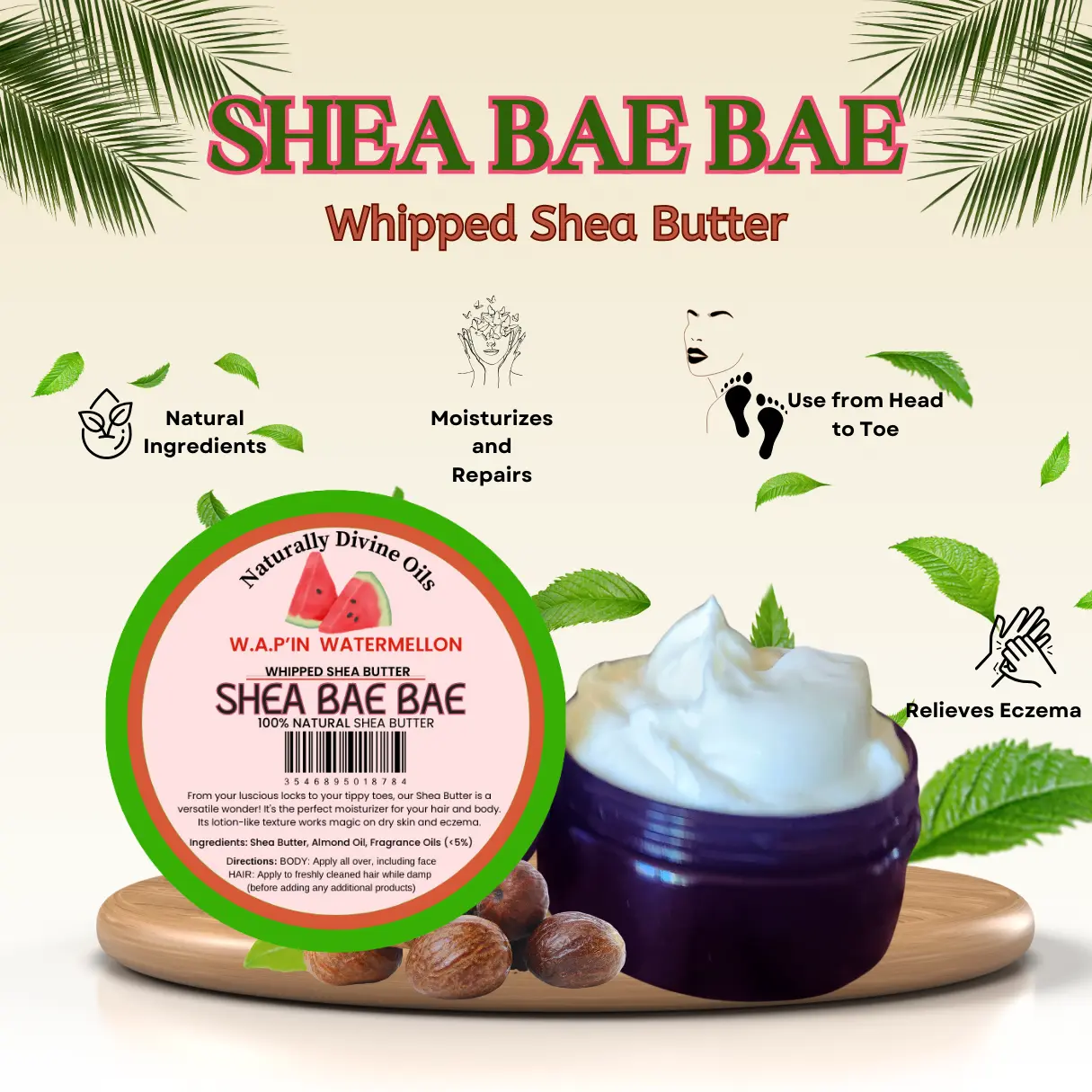 SHEA BAE BAE (whipped body butter) Pick Your Favorite Scent Coconut Blend Cactus Clove Cream Eczema