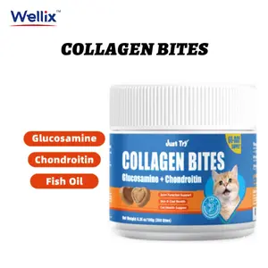 Just Try Cat Collagen Bites - Dual Action Formula - Glucosamine & Chondroitin Supports Hip & Joint Health & Shinny Coat - Chicken Flavor 300 Bites