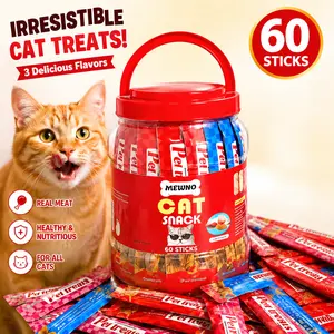 [60 STICKS] Lickable Cat Treats - Hydrating Wet Topper, TikTokshop Spring Glowup, High Moisture No Grain, Tuna/Chicken/Salmon, Indoor Cats/Kittens/Seniors, Easy to Feed, Skin & Coat, Hydration, 2026 New, Safe Natural