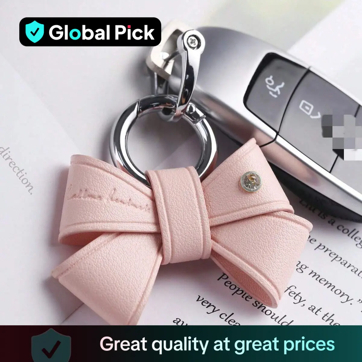 Bowknot Design Car Keychain, Cute Car Keychain for Women & Girls, Car Interior Decoration Accessories for Car, Motorcycle, Bicycle
