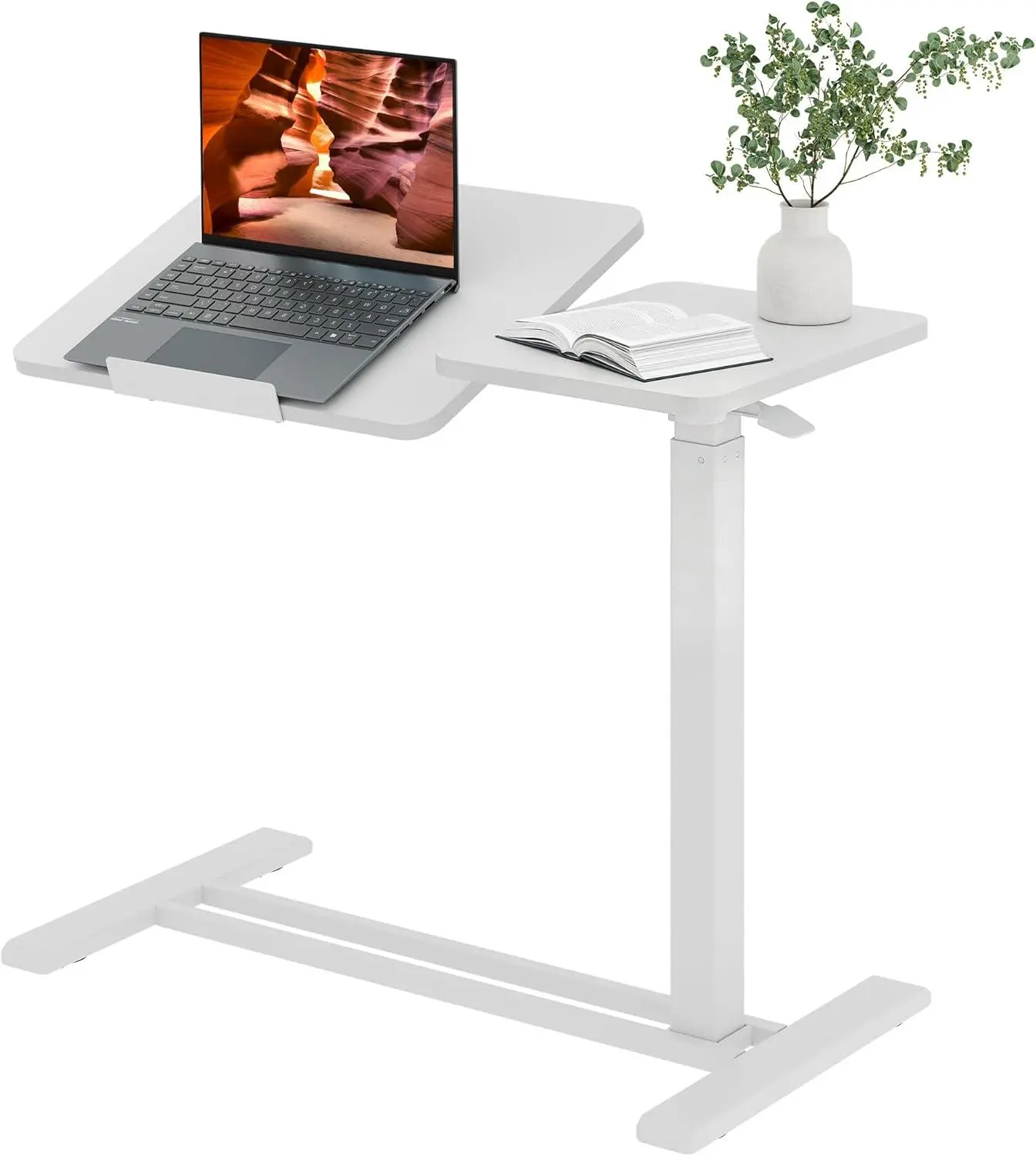 Desk Converter,  Height Adjustable Sit to Stand Riser, Dual Monitor and Laptop Workstation with Wide Keyboard Tray,