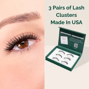 TAD 3D Printed Lash Clusters - 3 Pairs, USA Made, Lightweight & Flexible, Ultra-Dark Matte Finish, 5-7 Day Wear, Pre-Mapped Sets for Easy Application