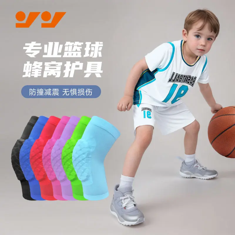 Stretchy Honeycomb Knee Sleeves for Children, Shock-Absorbing Pads with 360° Compression Support for Basketball & Bike Rides, Honeycomb Pad, Shock Absorption, Flexible Materials, Leg Protection, Bike Riding, Honeycomb Impact Protection