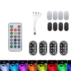 2 Packs USB Rechargeable RGB LED Lights – 8 Color, 4 Modes | Touch & Wireless Remote, Signal Lights for Car, Motorcycle, Bike, Truck, Stylish & Eye-Catching Decorative Lights