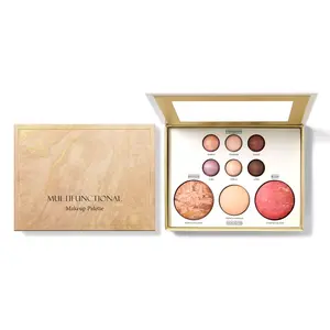 4-in-1 Full Face Value Palette - Budget-Friendly Eyeshadow, Blush, Bronzer & Glow Highlighter Set for Daily Glam Makeup Cosmetic