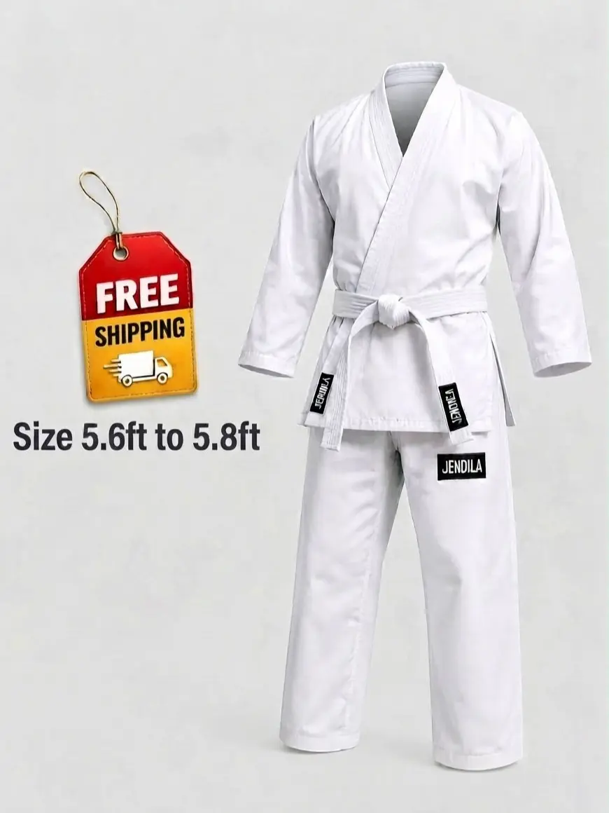 Traditional Martial Arts Uniform with Jacket, Pants & White Belt Lightweight Karate Gi Set for Kids & Adults (Size 4) sohochic