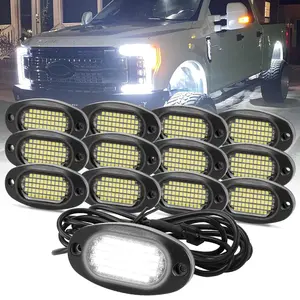 SUNPIE 51 High Power Chips Rock Lights 6000K Pure White IP67 Waterproof Plug and Play 3.5M Extension Each light High Adhesive Stickers Rubber Mounting Pads Fits Trucks Trailer Cars SUV ATV UTV Boats Autos Vehicle