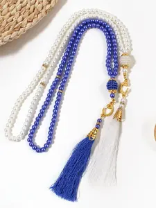 99 Beads 6mm Faux Pearl Tassel Prayer Bead Bracelet, Daily Worship Tasbih Hand Chain, Religious Jewelry for Men and Women