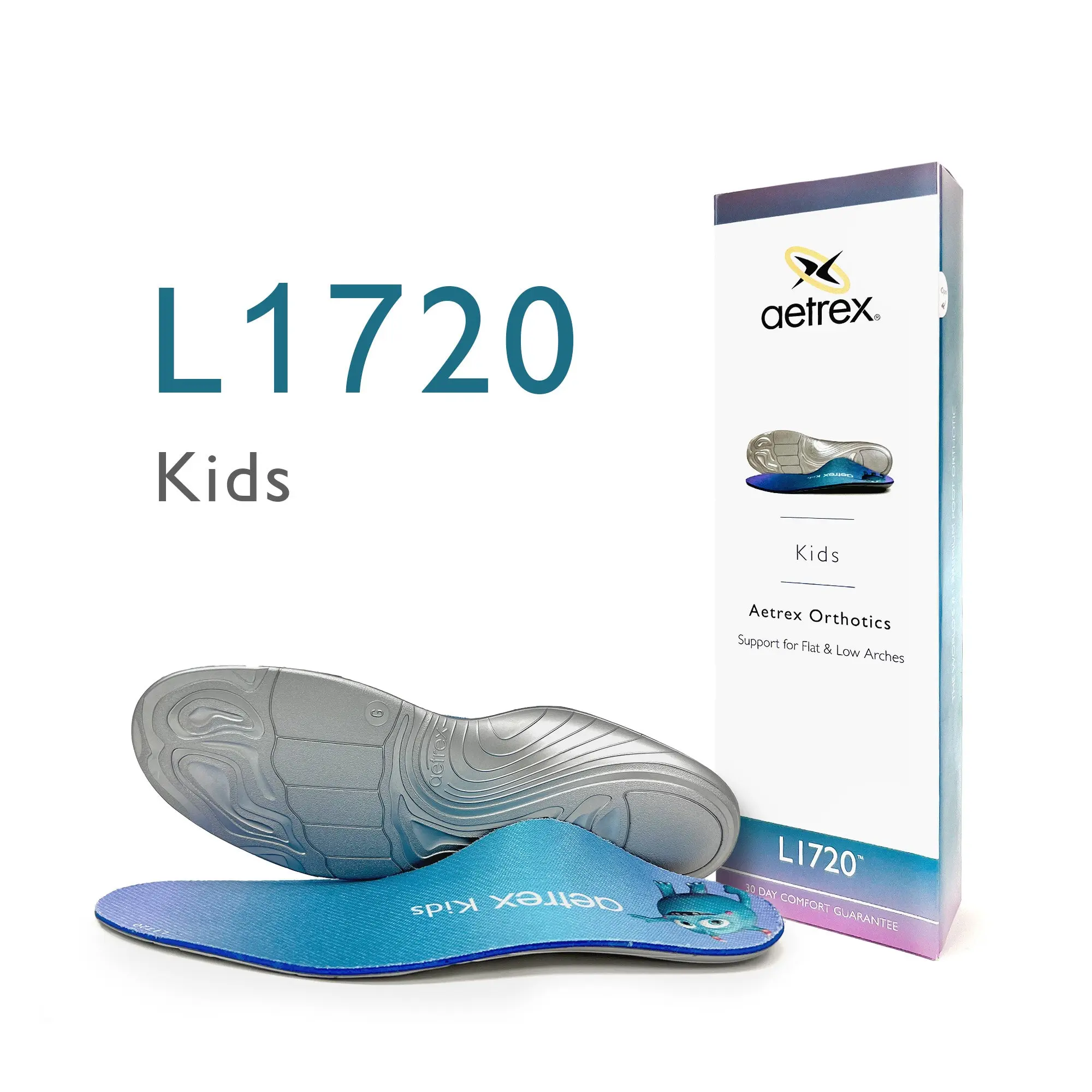 Aetrex Kids Foam-Nylon Soft Arch Insoles - Athletic Posted Orthotics for Flat, Low Arches | Sports Footwear Support