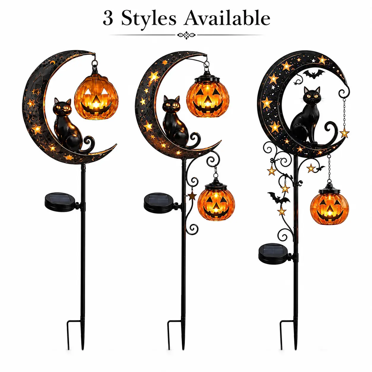 Halloween black cat pumpkin patch lights, moon-shaped, creative and unique, festive vibes, cartoon creative style, party gathering, holiday gifts, decorations, crafts