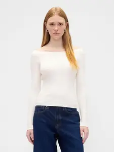 Ribbed Off-Shoulder Sweater