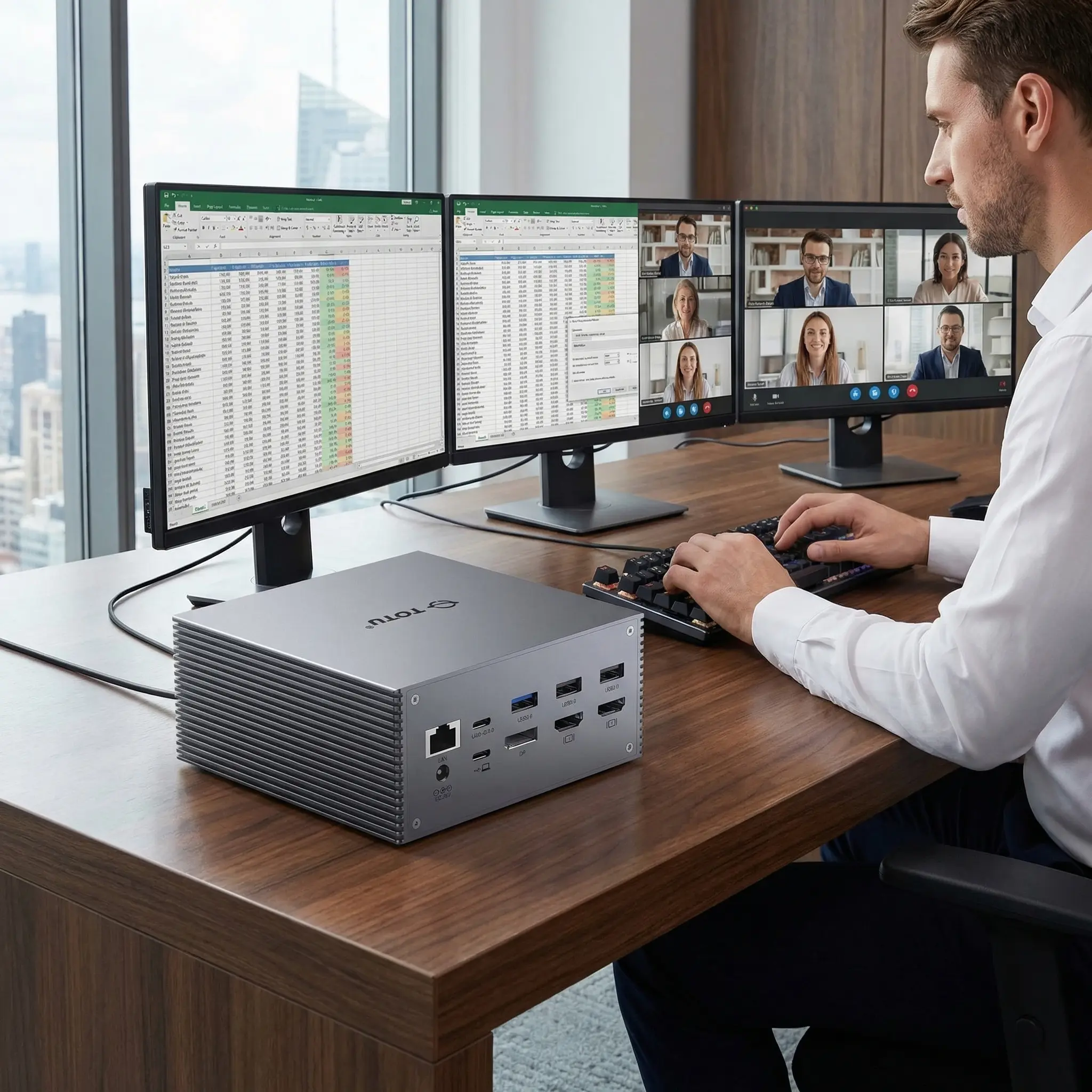 USB-C Triple Display Docking Station with Charging Support for MacBook Pro & Windows Type C Systems 2 HDMI DP 7 USB Ports 60W PD MacOS Mirror Mode Space Grey,summerwins