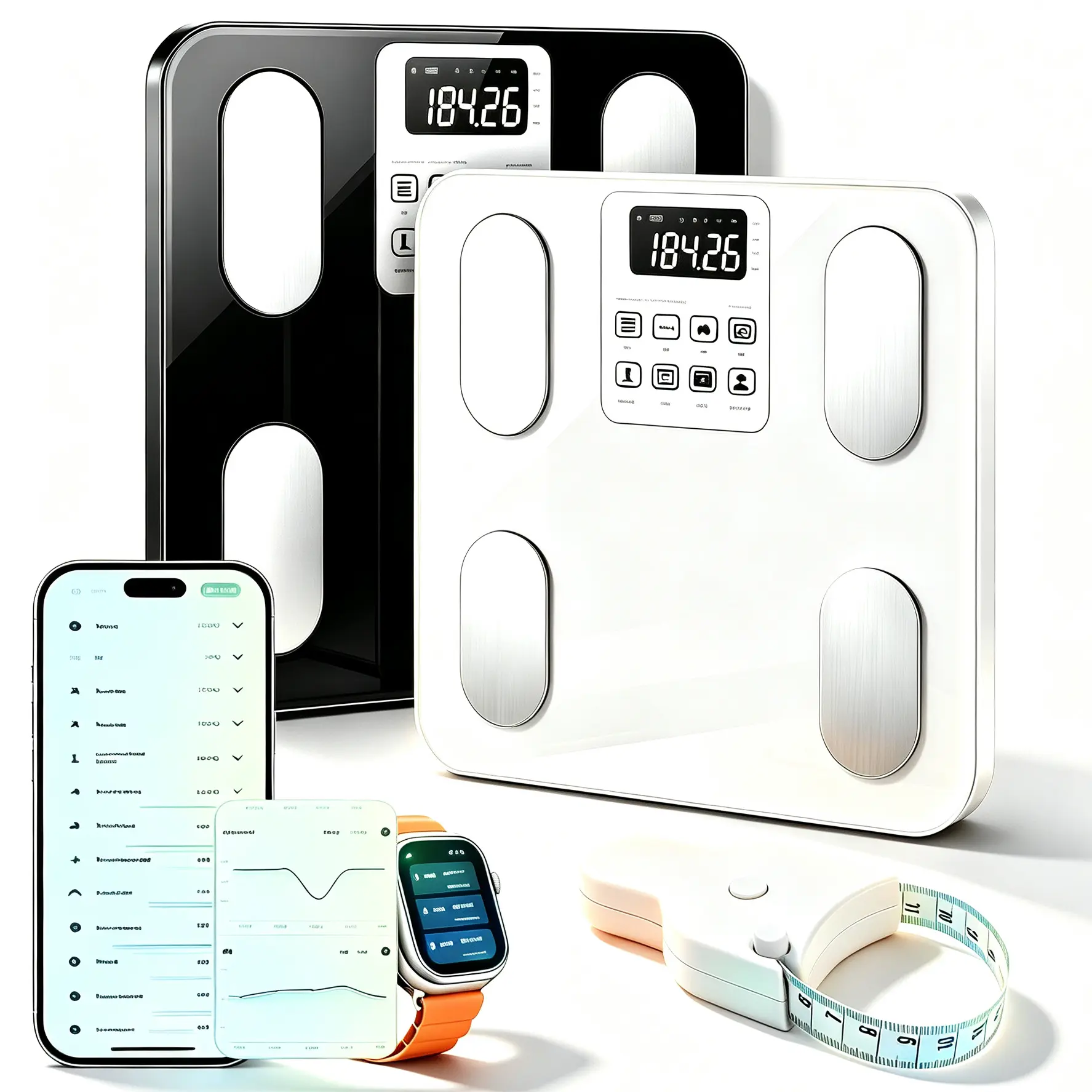 Smart Scale for Body Weight, BMI Weighing Body Fat Scale with Smartphone App, Accurate Body Composition Scale, Body Age Check, Compact Size, 400lb, Healthcare, Gym, Diet, Sports Smartscale