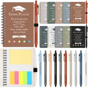 10 Sets Graduation Gifts Bulk Class of 2025 Inspirational Spiral Journal Kraft Notebooks with Sticky Note Motivational Ballpoint Pen Graduate Gifts for Student Teacher College Graduate