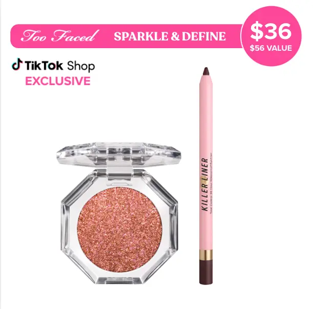 Too Faced Sparkle & Define Eye Set - Disco Crush Eye Shadow Highlighter + Killer Liner Waterproof Eyeliner Pencil