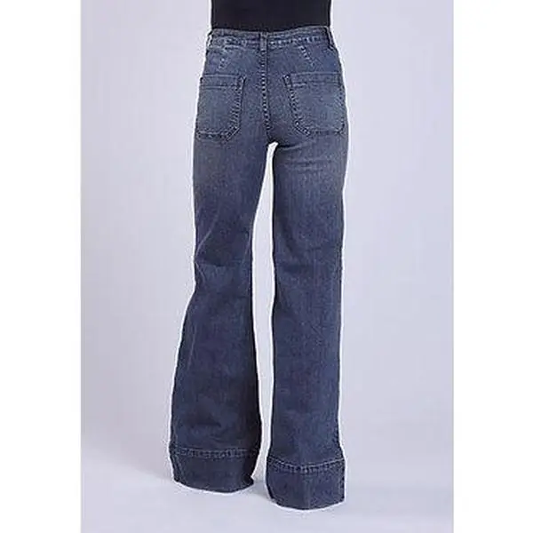Stetson Willa Women's High Rise Trouser Jeans, Wide Leg Pants in Stretchy Stonewash Cotton with 2% Spandex, Extra Long Lengths