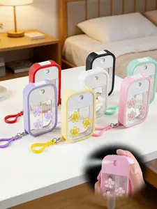 Portable Card Spray Bottle with Sakura Decoration, Hangable Hanging Hook for Perfume, Hand Sanitizer, Cosmetics, Ideal for Home, Travel, Party, Gift