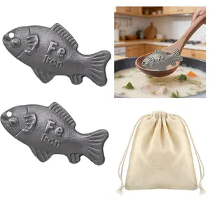 NO BRANDE 2-Pcs Lucky Iron Fish Kitchen Utensils, Reusable Natural Supplement Tool to Lower Anemia Risk, Ideal for Vegans, Great Gift for Kitchen Use