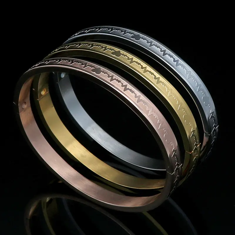 Stainless steel electrocardiogram love graduation gift 6mm buckle bracelet