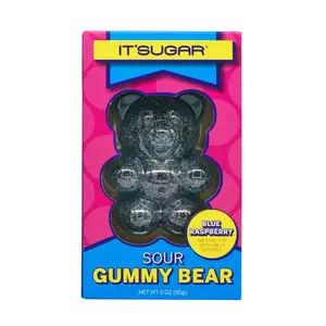 IT'SUGAR Blue Raspberry Sweet-Sour Sugar Bears 3oz Sour Candies - Chewy, Tangy, Gummy-Like Snack, Ideal for Cupboard Storage & Sharing with Friends