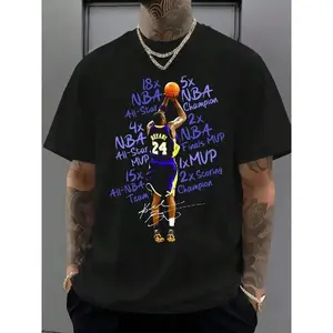 Kobe Bryant Lakers Artistic Basketball Graphic TShirt 100 Pure Cotton Unisex Round Neck Short Sleeve Vintage Sports Streetwear Casual Daily Game Outfit Classic Fashion Base Tee For Basketball Fans Men Women