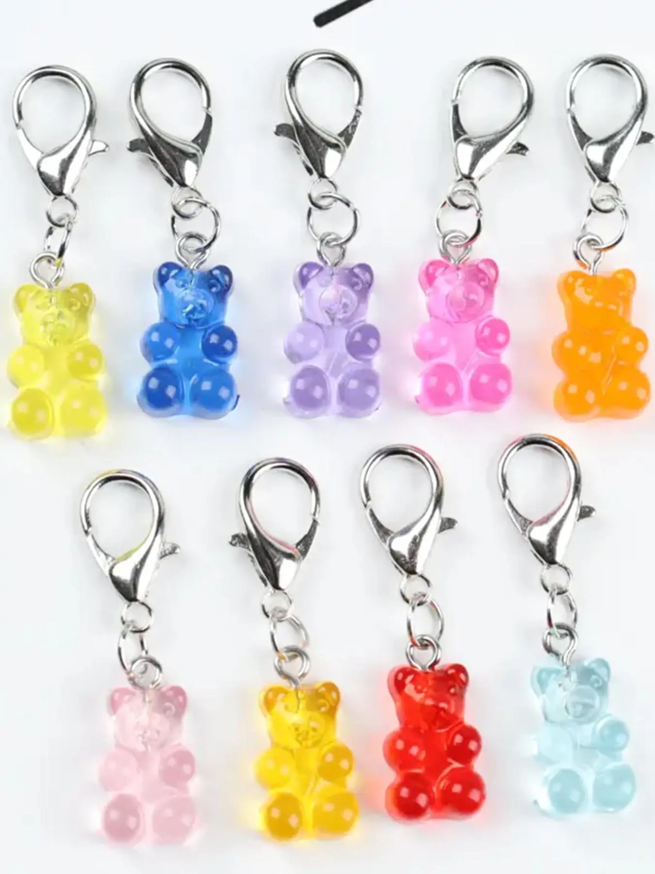 20pcs Mini Cute Resin Bear Keychain Pendant Set, Cute Keychain Keyrings Accessory, transparent Bear Shape Handmade DIY Pendant, Suitable For Birthdays, Weddings, Decorative Gifts For Family, Friends Or Teachers, Cute Keychain