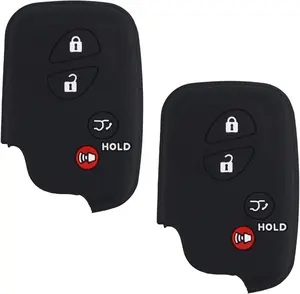 2pcs Key Fob Cover, 4-Button Silicone Car Key Case Protector Compatible with GX460 GS350 GS450h ES350 IS250 IS350 CT200h LS460 LS600h LX570 RX350 RX450h Smart Remote Holder