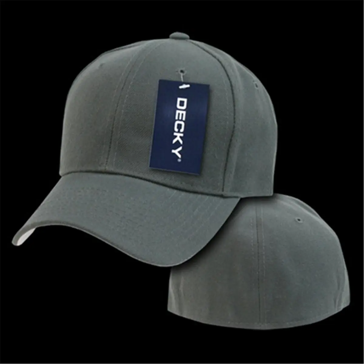 DECKY 212 MAIN Classic Acrylic Pre-Curved Fitted Cap - Charcoal, Model 802, Size 6.75, Casual Outfits Cap