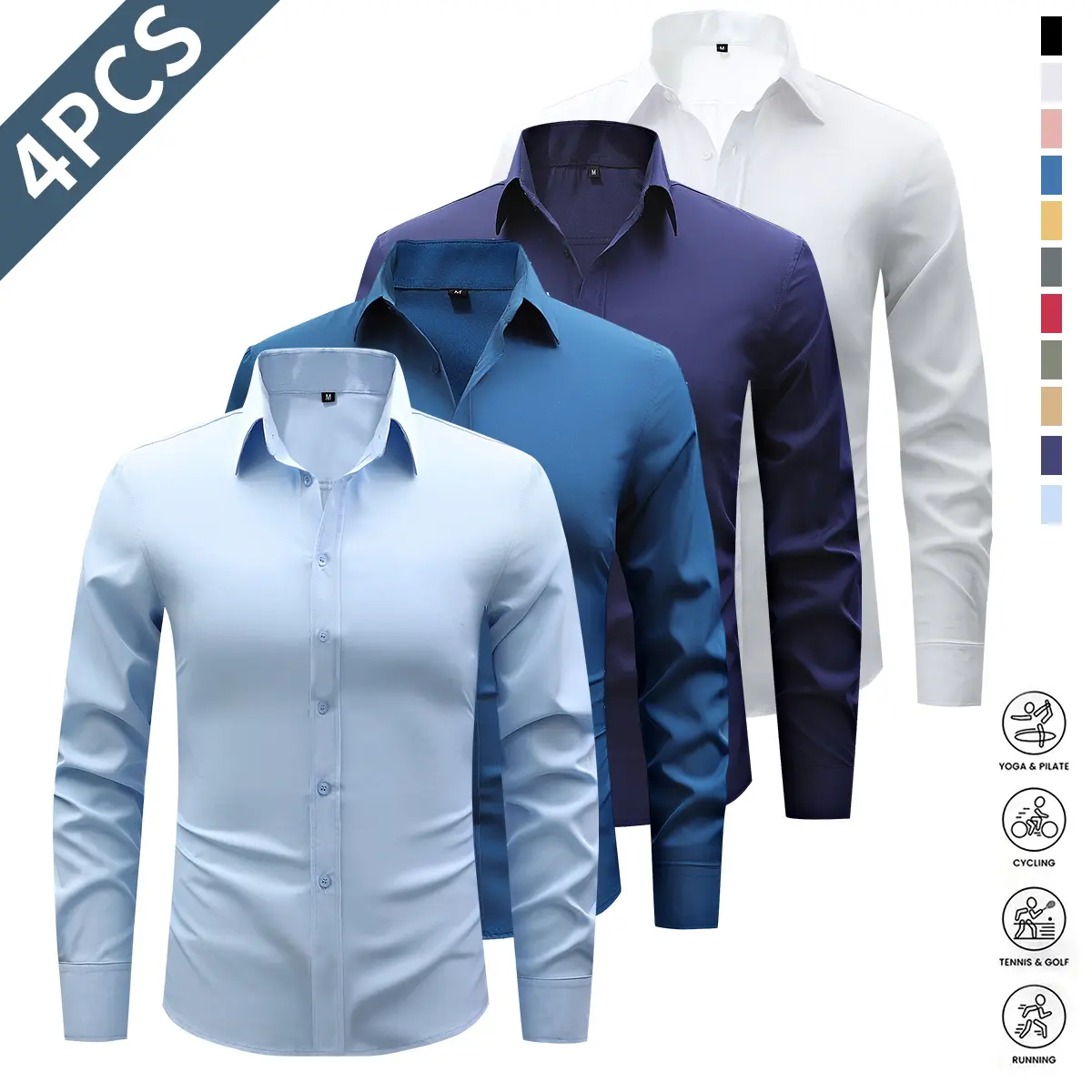 Men's Shirt Long Sleeve Wrinkle-Free Four-Sided Stretch Business High-End Shirt,back to school,back to school shopping