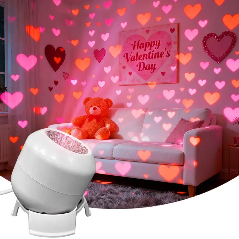 USB Powered LED Projection Lamp, Heart Pattern, Valentine's Day Ideal Gift, Bedroom/living Room Night Light, Led Home Decor, Adjustable Ambiance Lighting, Decorative Lighting, Led Mood Light, Led Decoration Lamp, Heart Shape Light