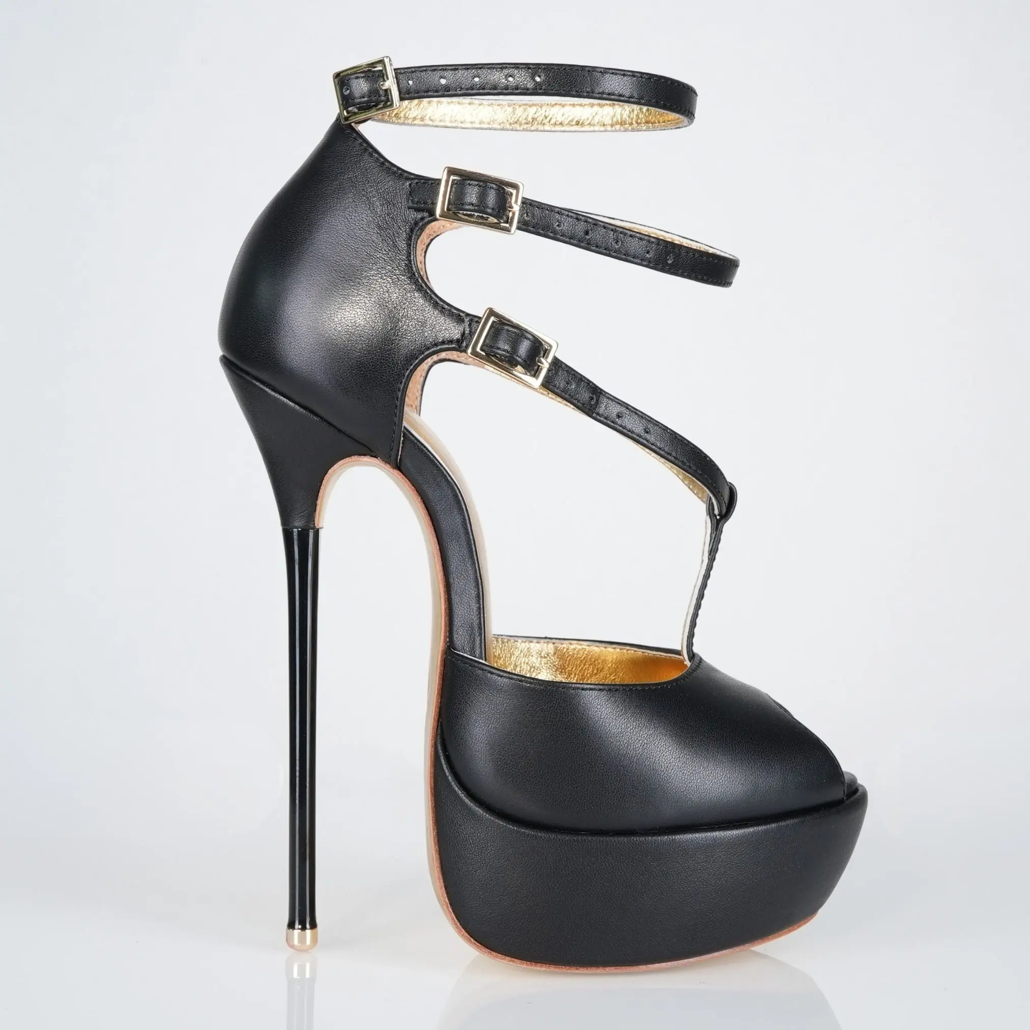 Princess Black Leather Sandals 160mm