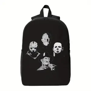 Malulos Rhapsody Horror Icons Backpack - Pinhead, Black/White Graphic School Bag, Heavy-Duty Construction for Teens, Everyday Carry & Halloween - Ideal for Horror Fans & Convention Goers, Halloween Vintage, Zipper Closure, Sturdy Straps, Student Bag, Vint