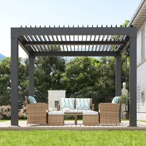 Garvee 10x10 ft Outdoor Louvered Pergola with Adjustable Aluminum Louvers, Integrated Drainage System, and Roof, Patio Gazebo Shade Structure for Garden, Backyard, or Deck