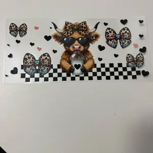 Cow and leopard 16 ounce cup wrap