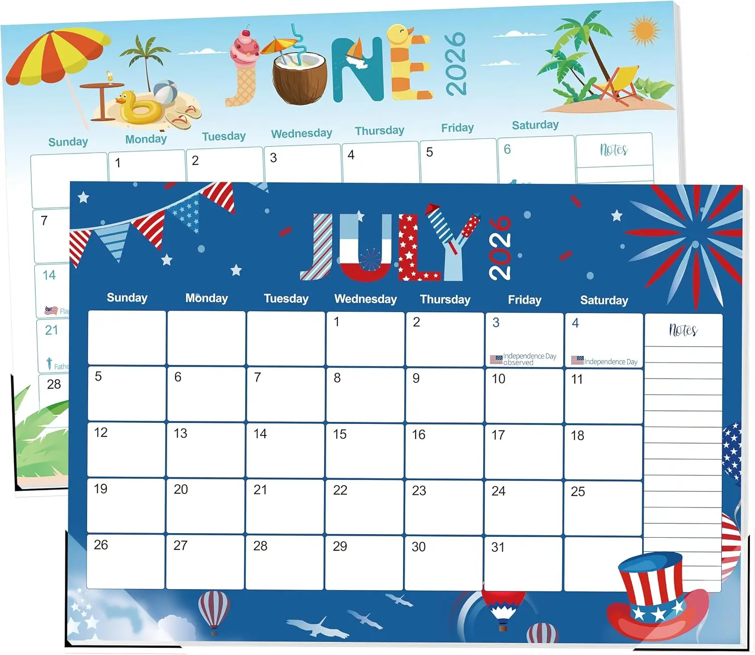 Desk Calendar 2026-2027, 19-Month School Year Calendar, 2026 Jun. - 2027 Dec, 17"x11.5" Large Monthly Desk Planner with Corner Protectors, Ample Blocks ＆ Notes for Home Office
